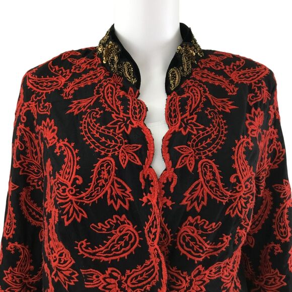 Chico's Jacket Paisley Embroidery Beaded Sequin Size S Petite Coachella Festival - Picture 4 of 16